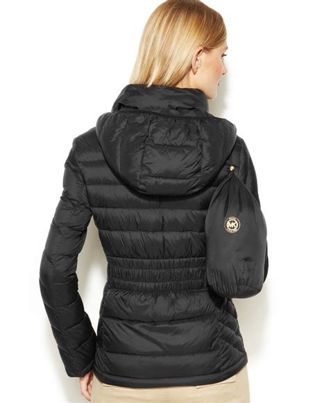 michael kors black jacket with hood 143937 for women|Michael Kors puffer jacket ladies.